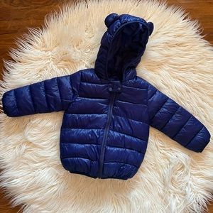 Boys Blue Puffer Bear Ear Hoodie 18-24 month